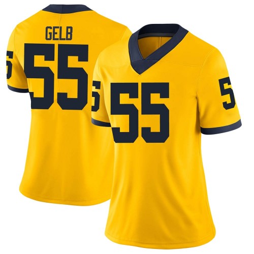 Mica Gelb Michigan Wolverines Women's NCAA #55 Maize Limited Brand Jordan College Stitched Football Jersey SPD8554XV